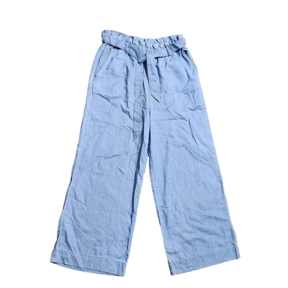 palazzo hight waist Wide leg pants tencel denim blue sz 8